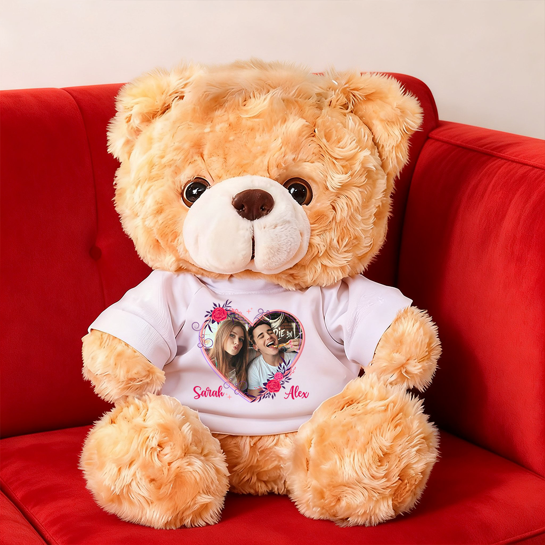 Forever Yours My Valentine - Teddy Bear With Personalized Photo Shirt