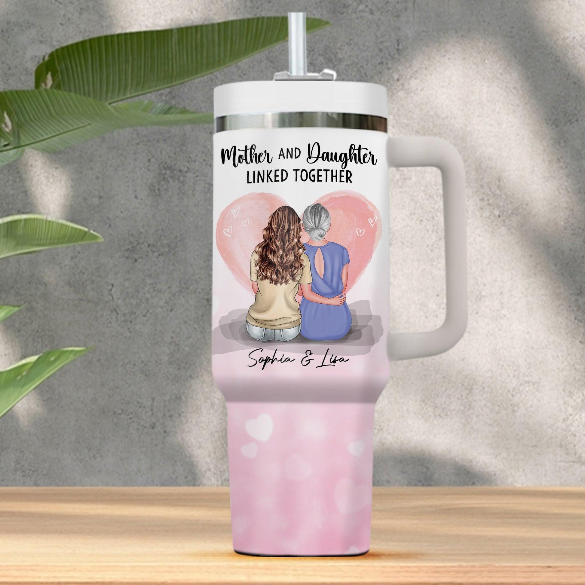 Mother & Daughter Forever Linked - Personalized Custom Tumbler