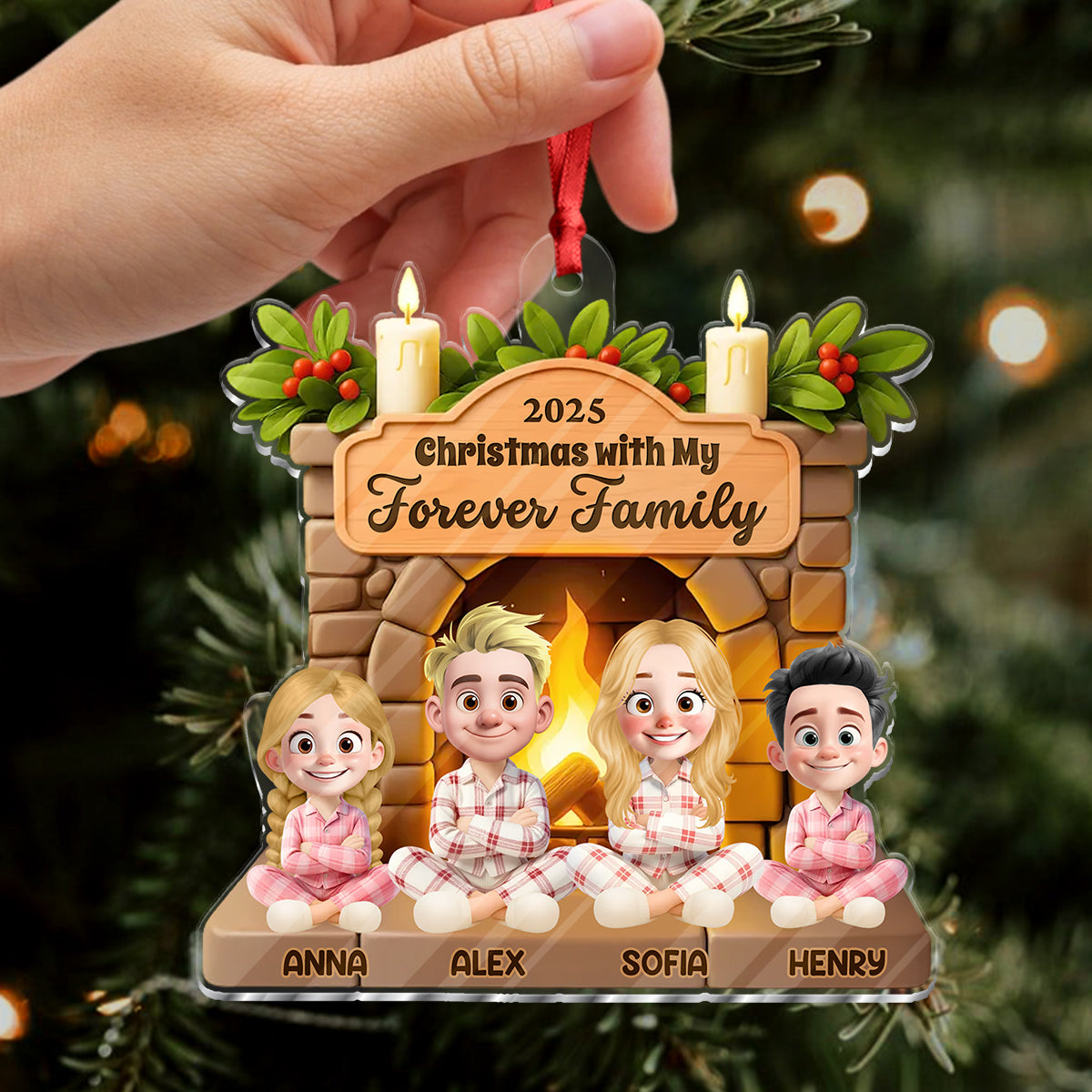 Our Family 2025 Forever - Personalized Custom Acrylic Ornament