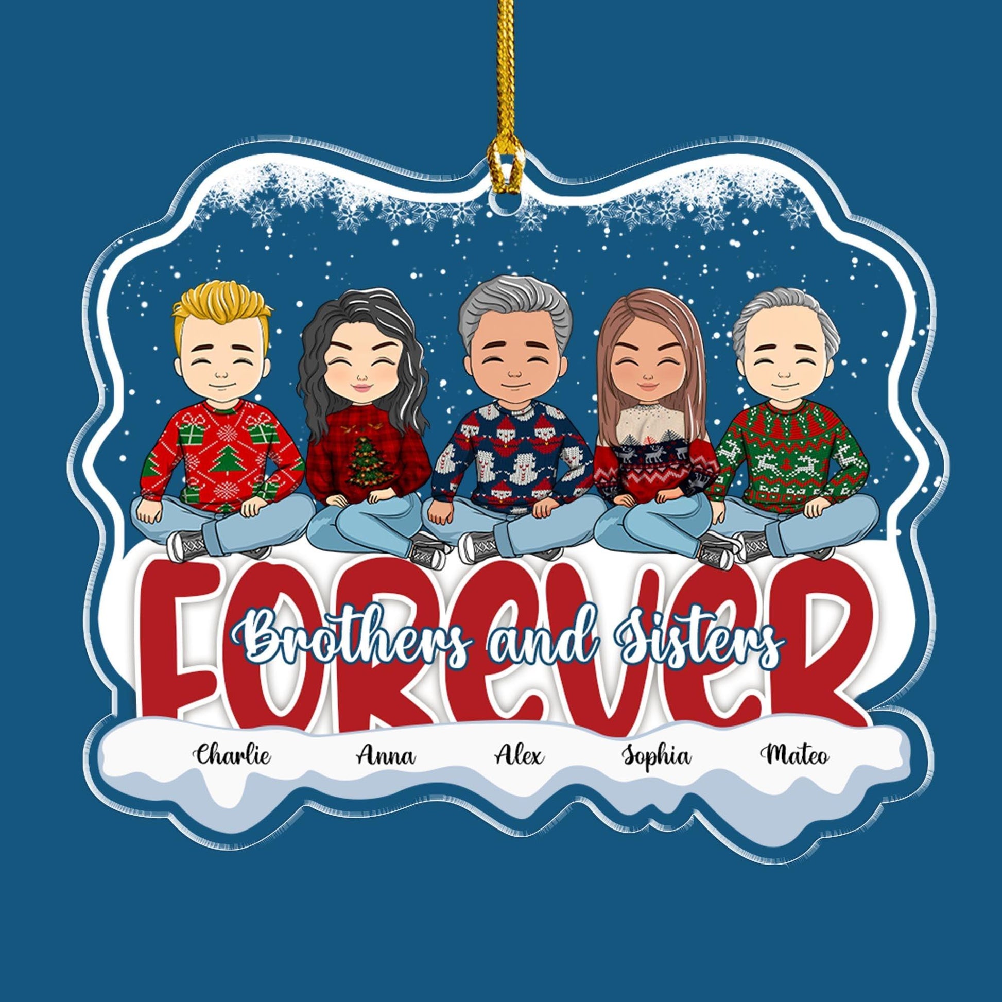 Brothers Sister Acrylic Ornament - Personalized Custom Acrylic Ornament