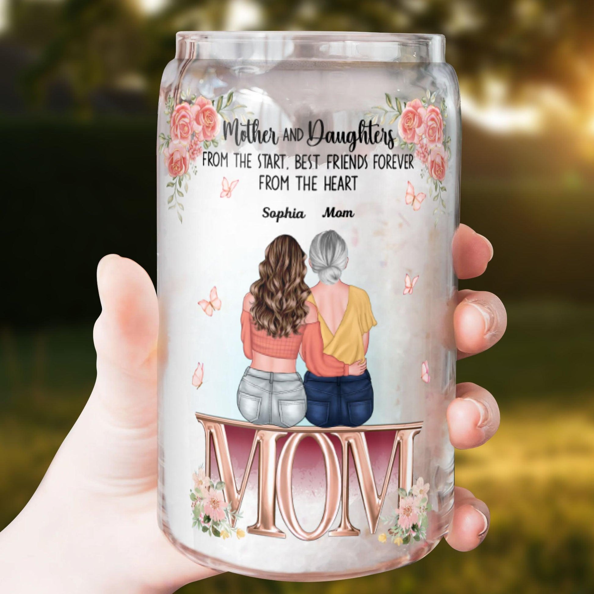 Mother and Daughter Bottle - Personalized Glass Bottle Mother Gift