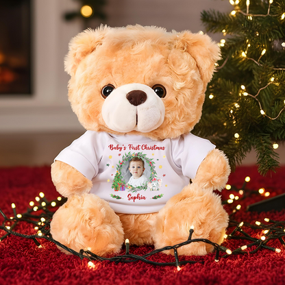 Baby's First Christmas - Teddy Bear With Personalized Photo Shirt