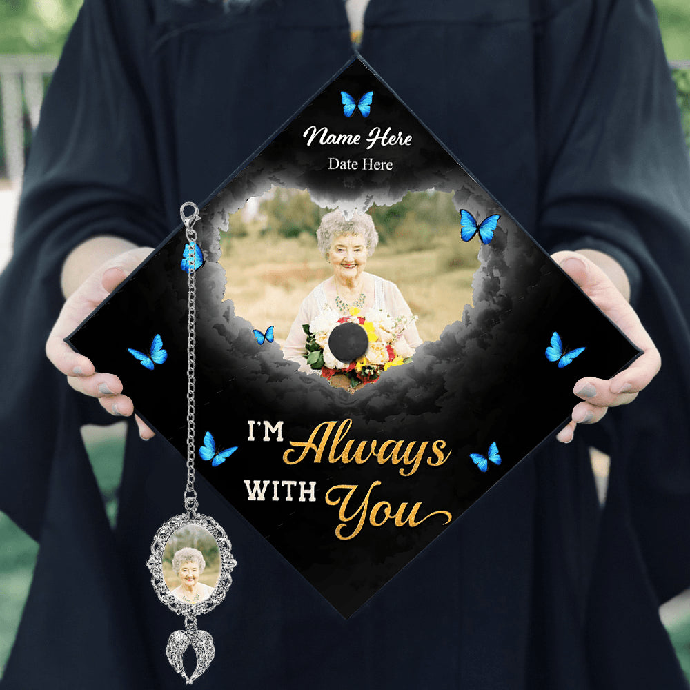 Forever In My Heart - In Loving Memories Cap Topper - Custom Photo Tassel