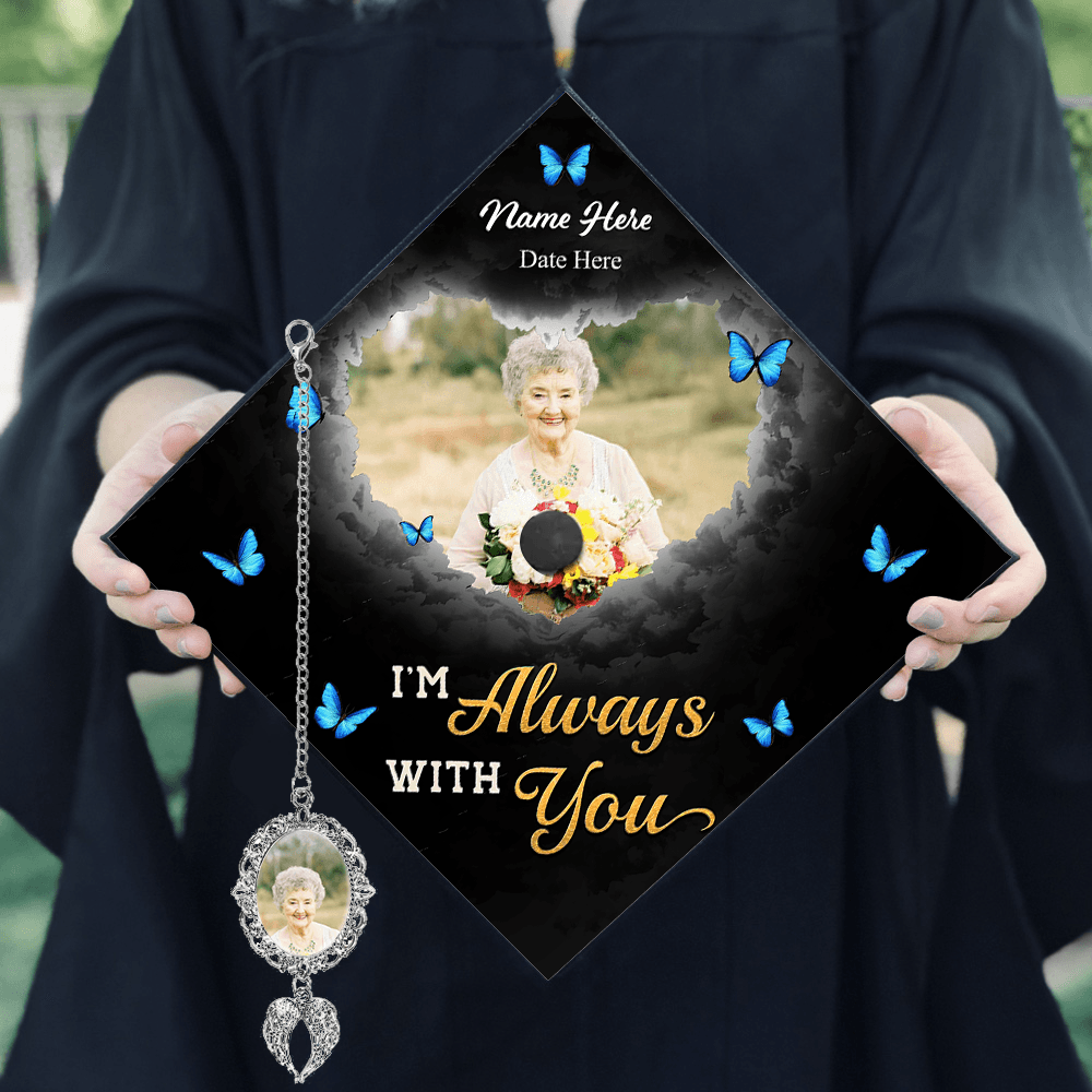 Forever In My Heart - In Loving Memories Cap Topper - Custom Photo Tassel