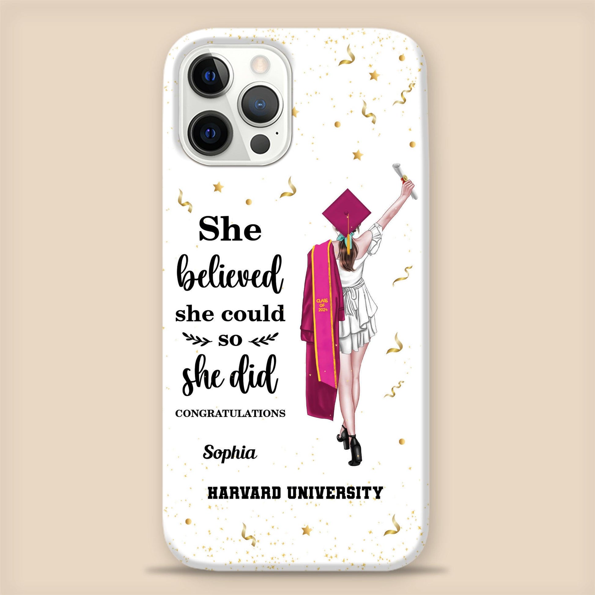 She Believed She Could So She Did - Personalized Phone Case