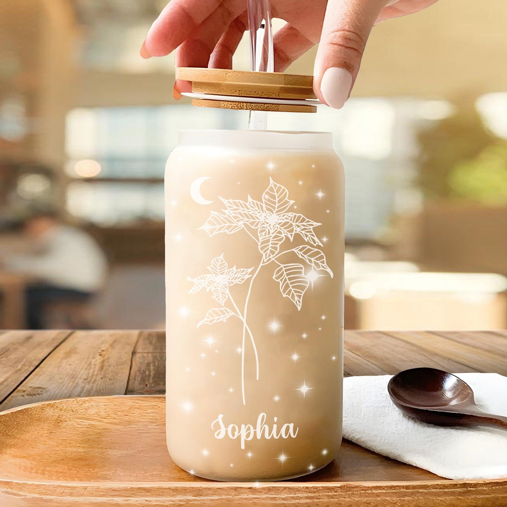 Birth Flower Glass Bottle - Personalized Glass Bottle