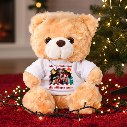 Custom Photo Our Family - Teddy Bear With Personalized Photo Shirt