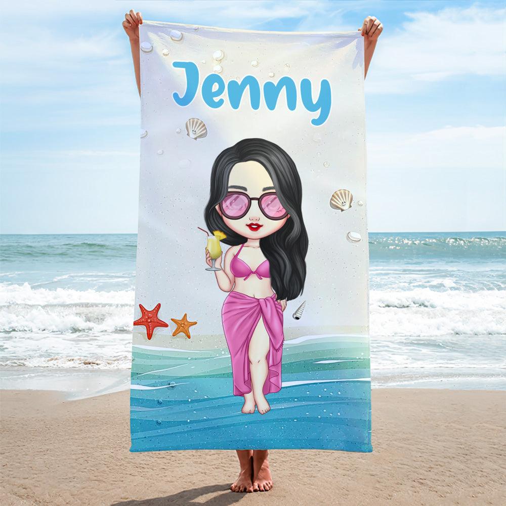 Personalized Beach Girl Towel - Besties & Friends Gift Idea