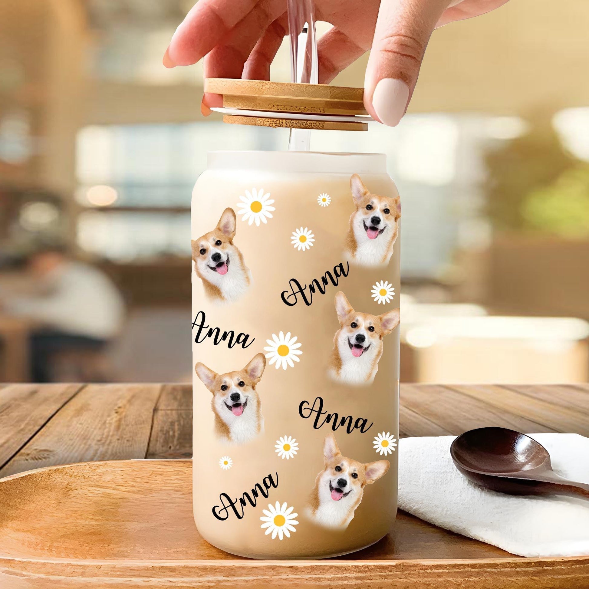 Sunflower Pet Face Glass Bottle - Personalized Pet Gift