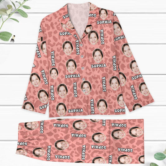 Personalized Leopard Pajamas - Custom Photo Leopard Print Pajamas