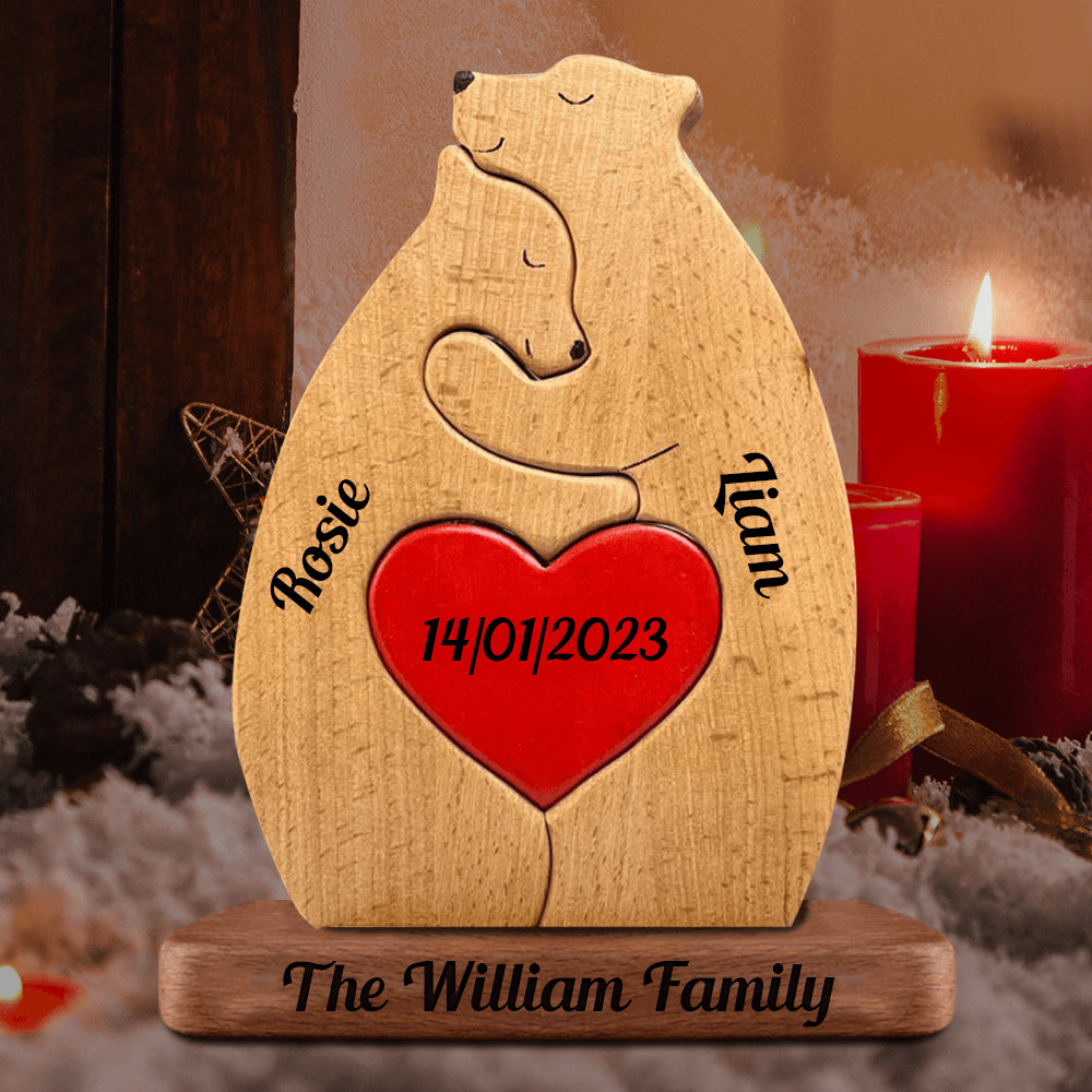 Personalized Wooden Bears Couple - Wooden Pet Carvings