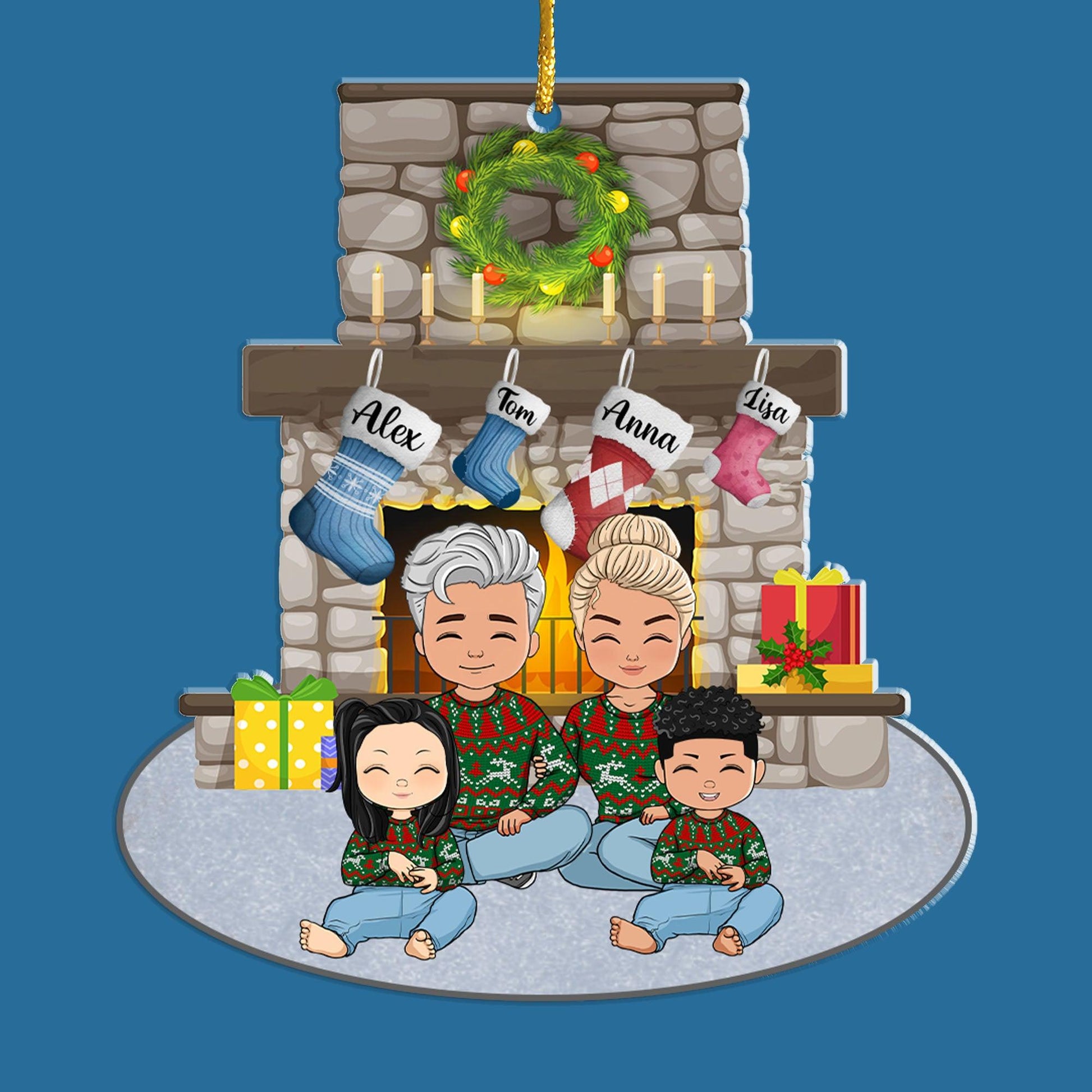 Family Stocking Acrylic - Personalized Custom Acrylic Ornament