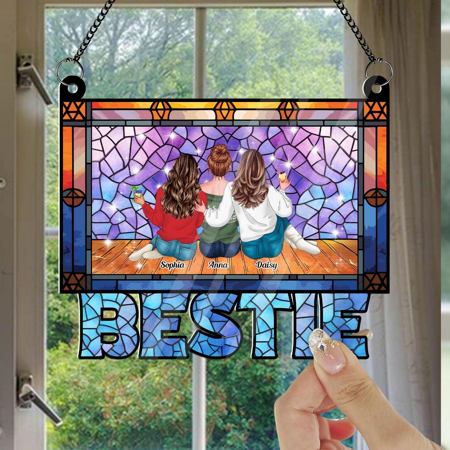 Bestie Era Hanging Acrylic - Personalized Window Decor