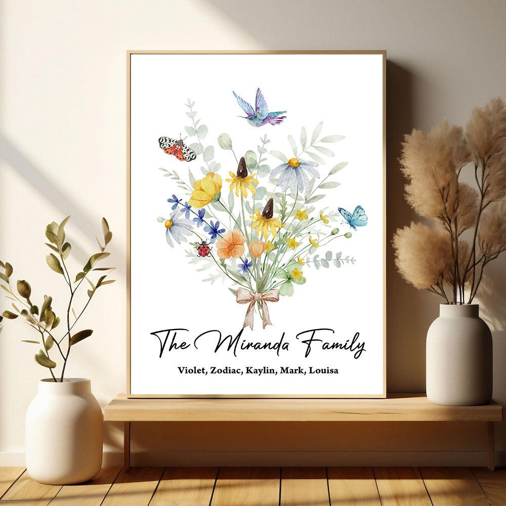 Family Flower Alphabet Canvas - Personalized Custom Canvas