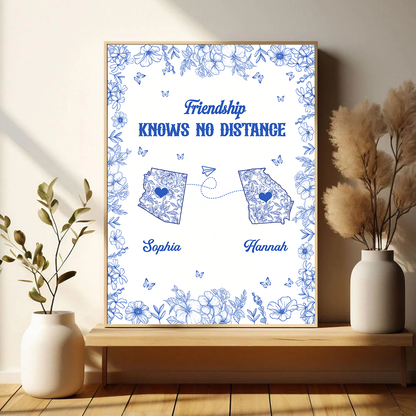 Miles Apart But Close At Heart Toile Pattern - Personalized Poster And Canvas Print