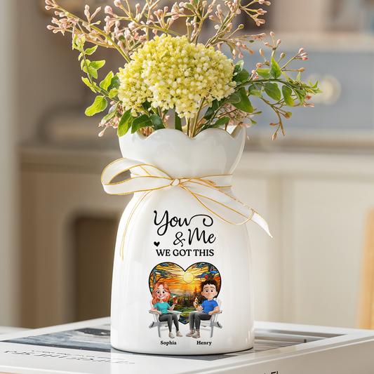 You Me Personalized Ceramic Vase for Couples, Anniversary Gift for Loved One