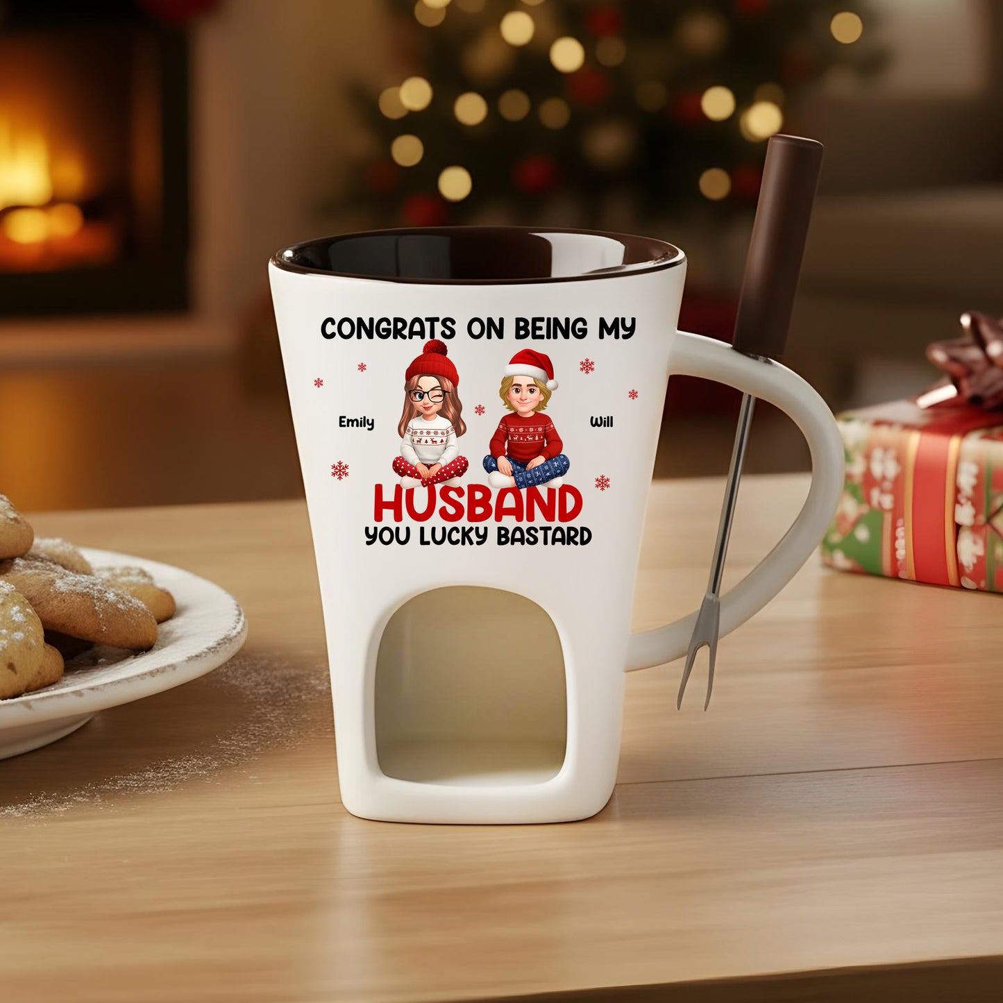 Congrats My Husband - Hot Chocolate Fondue Mug – Custom Coffee Mug, Unique Christmas Gift