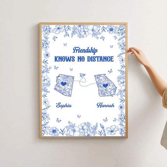 Miles Apart But Close At Heart Toile Pattern - Personalized Poster And Canvas Print