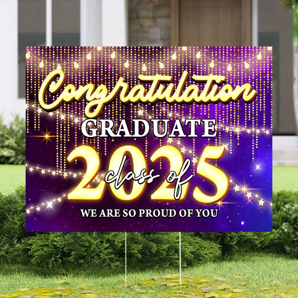 2025 Congrats Grad Party Sign - Personalized Graduation Decoration