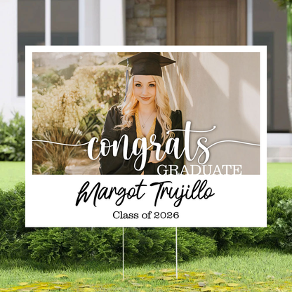 Classic Vibe Class Of 2026 Lawn Sign, Graduation Gift - Personalized Graduation Lawn Sign With Stake