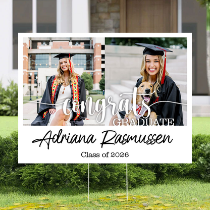 Classic Vibe Class Of 2026 Lawn Sign, Graduation Gift - Personalized Graduation Lawn Sign With Stake