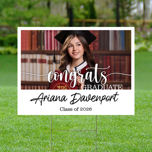 Classic Vibe Class Of 2026 Lawn Sign, Graduation Gift - Personalized Graduation Lawn Sign With Stake