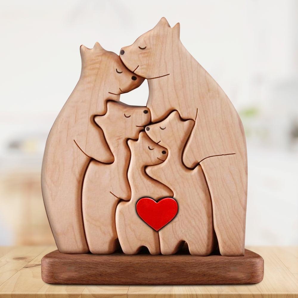 Non Custom Wooden Bears Family - Wooden Pet Carvings For Family