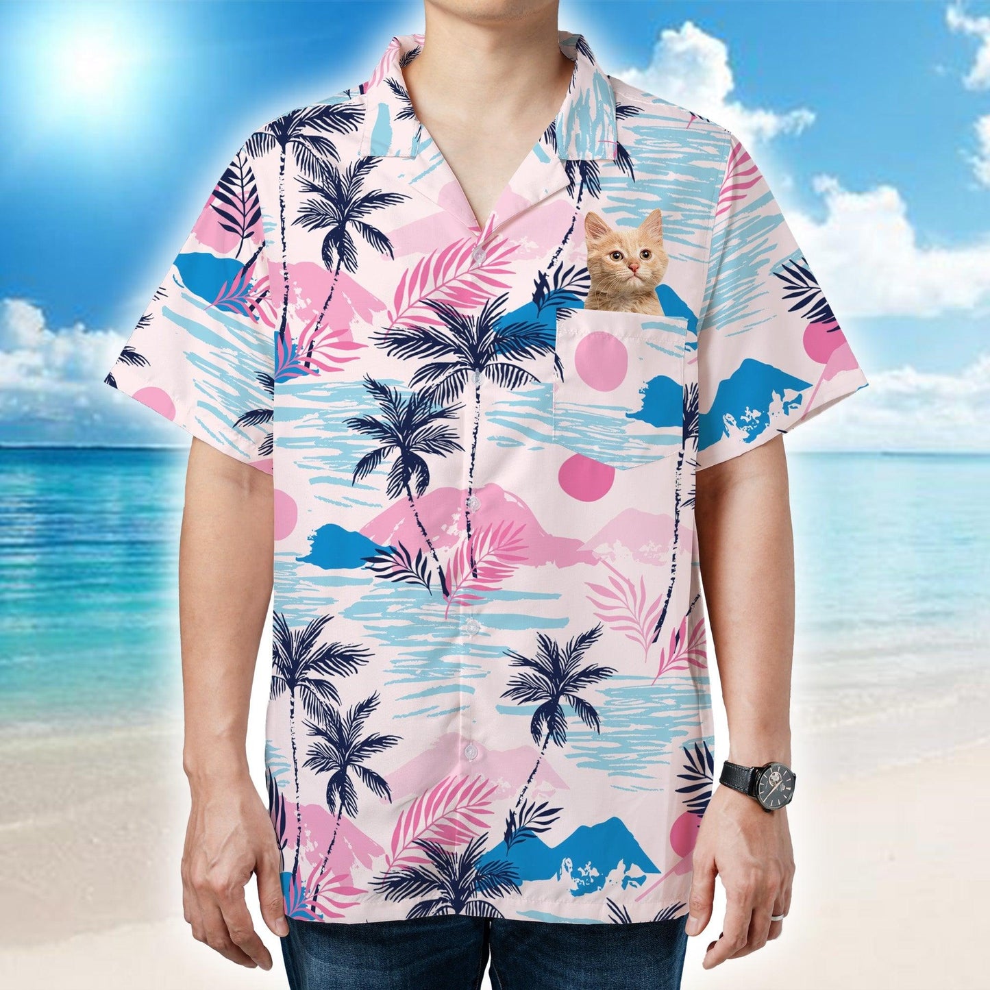 Customized Photo Pocket Hawaiian Shirt - Personalized Gift