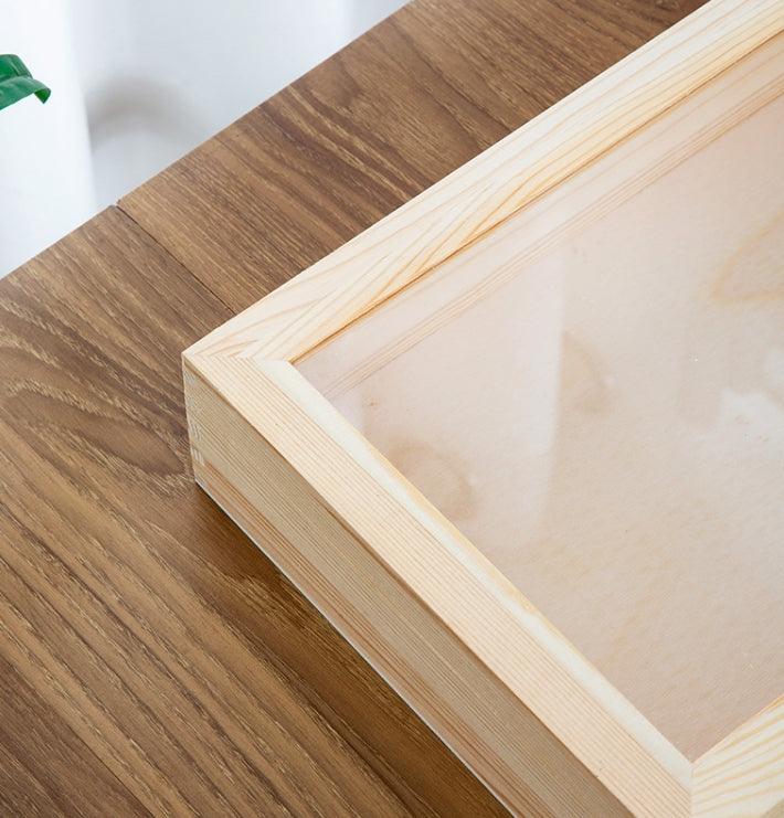 Wooden Shadow Box Display Case - Hinged Door Clear Pane