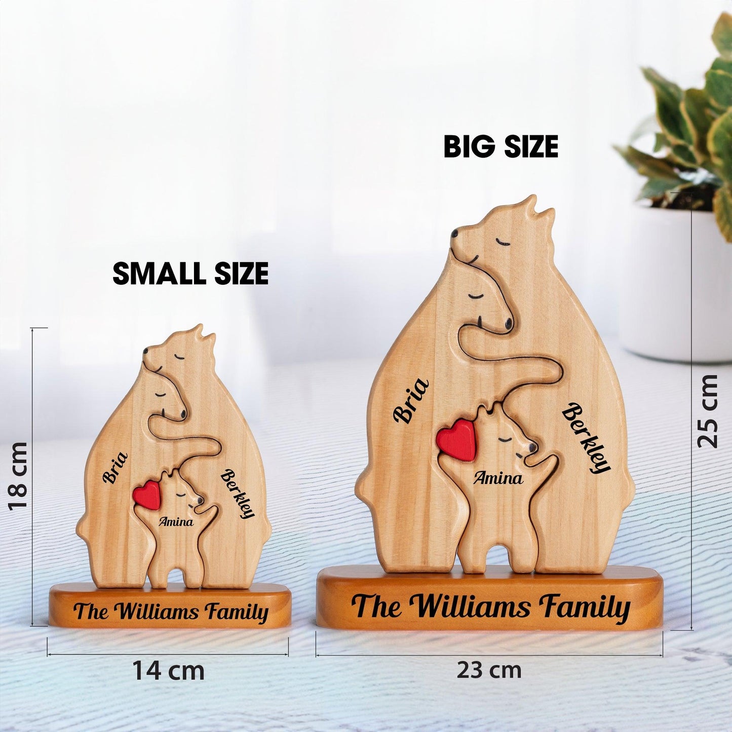 Full Size Bear Family Puzzle - Wooden Bears Family Pet Carvings