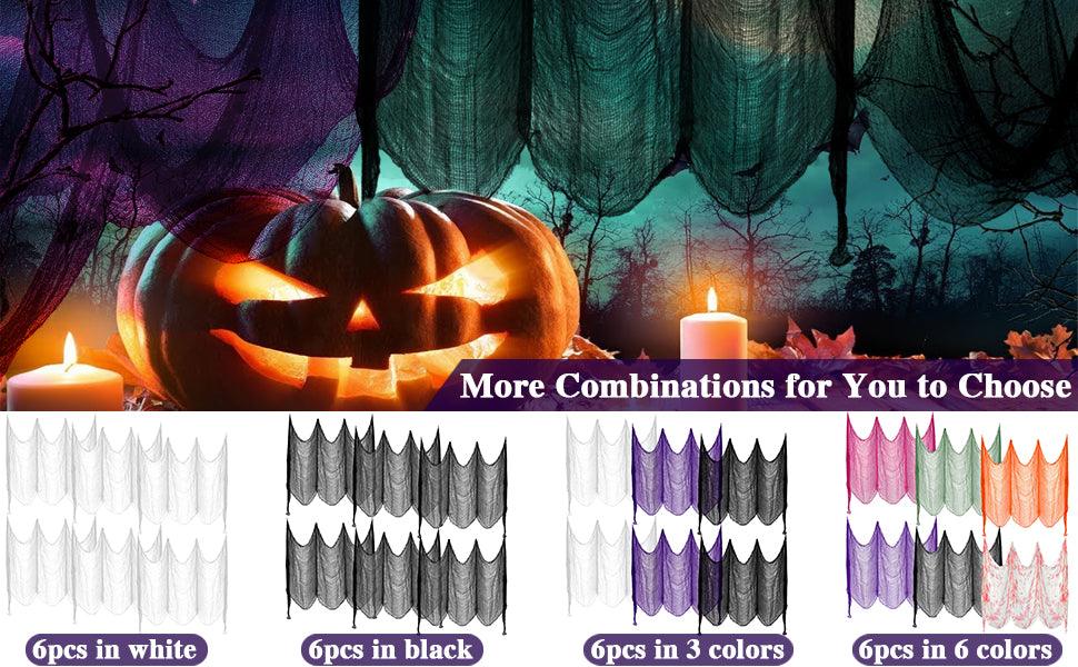 6 Pack Black Halloween Creepy Cloth - Spooky Scary Decoration