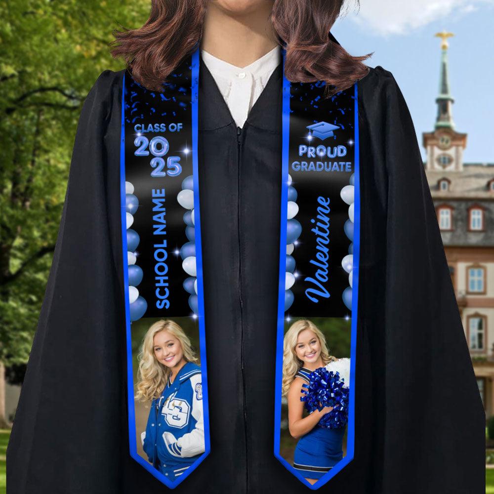 Bubble Color Class of 2025 Custom Graduation Stole with Photo