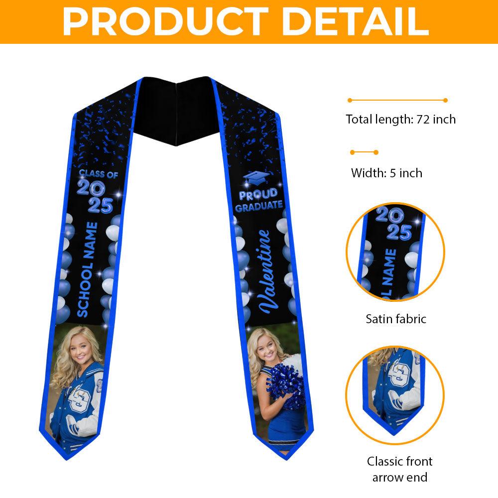 Bubble Color Class of 2025 Custom Graduation Stole with Photo