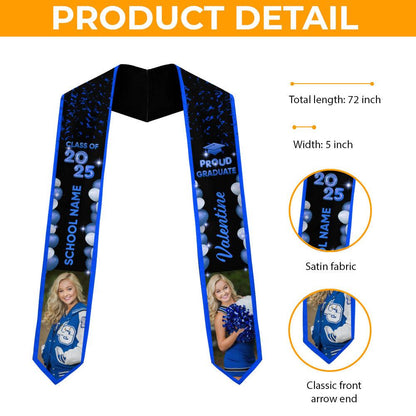 Bubble Color Class of 2025 Custom Graduation Stole with Photo