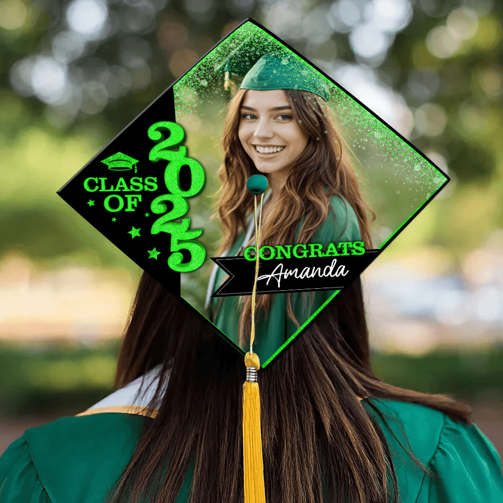Gliiter Cap Topper Class of 2025 - Decorations For Grad Cap
