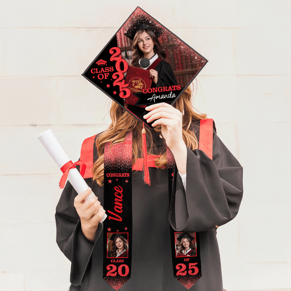 2025 Grad Cap and Stole - Personalized Cap and Stoles For Grad
