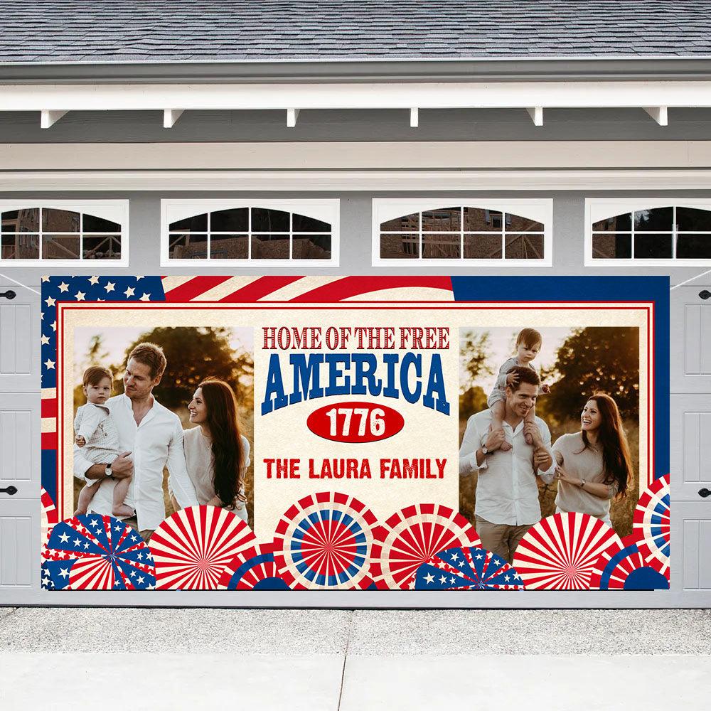 Personalized July 4th Garage Banner - Single Garage Cover