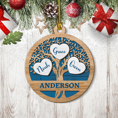 Tree of Life Custom Family Name - 2-Layer Wood Ornament