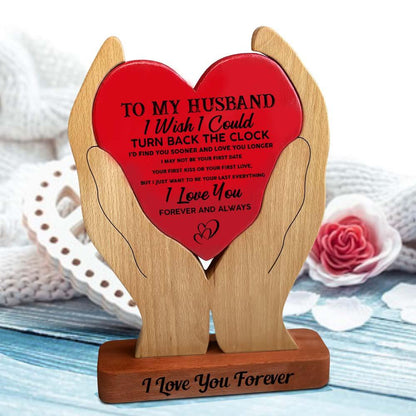 To My Husband Wooden Couple - Wooden Family Carvings For Couple