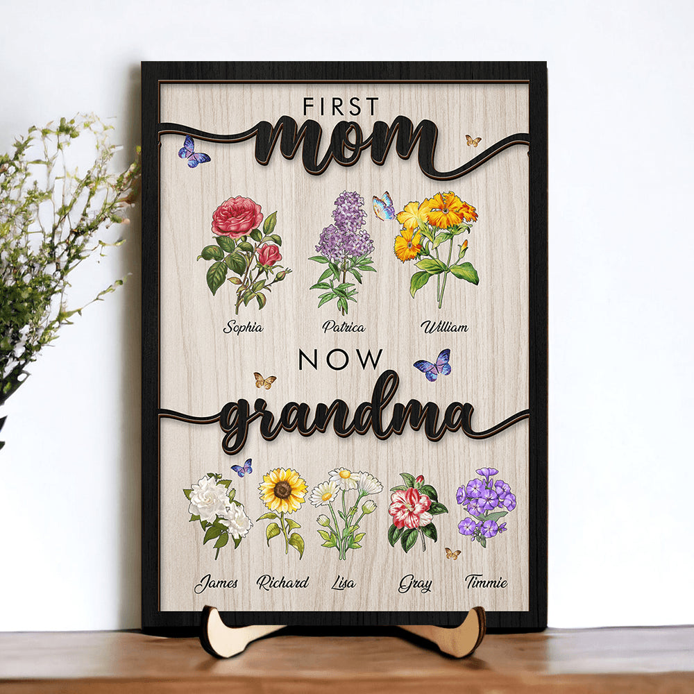 Grandma's Wooden Birth Flower Sign - Personalized Gift Idea