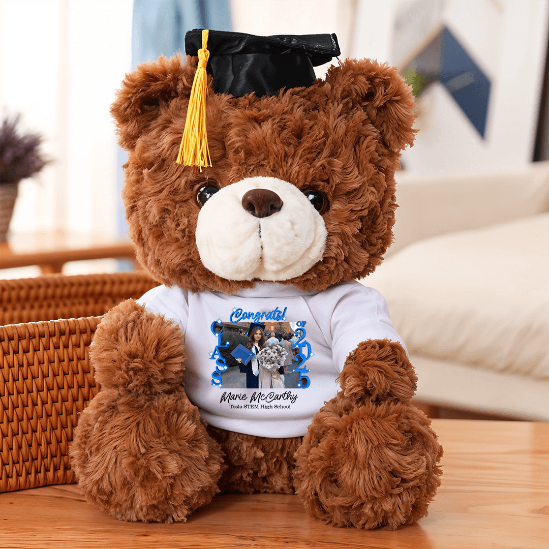 Class Of 2025 Graduate Bear With Cap - Teddy Bear With Personalized Shirt