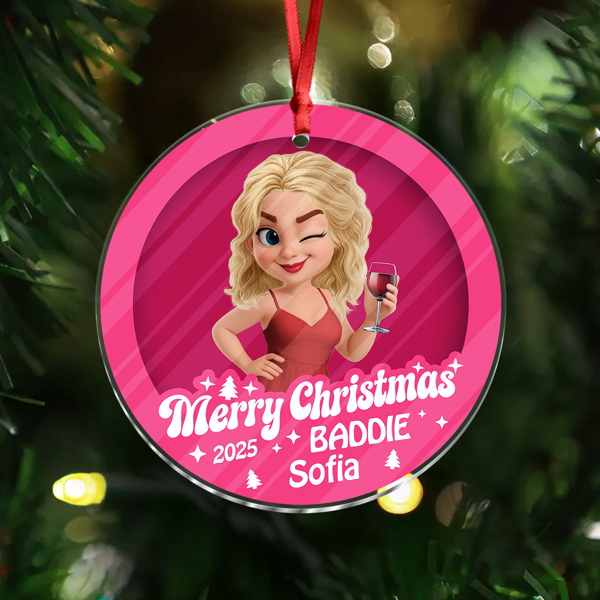 Merry Christmas Baddie - Personalized Custom Acrylic Ornament