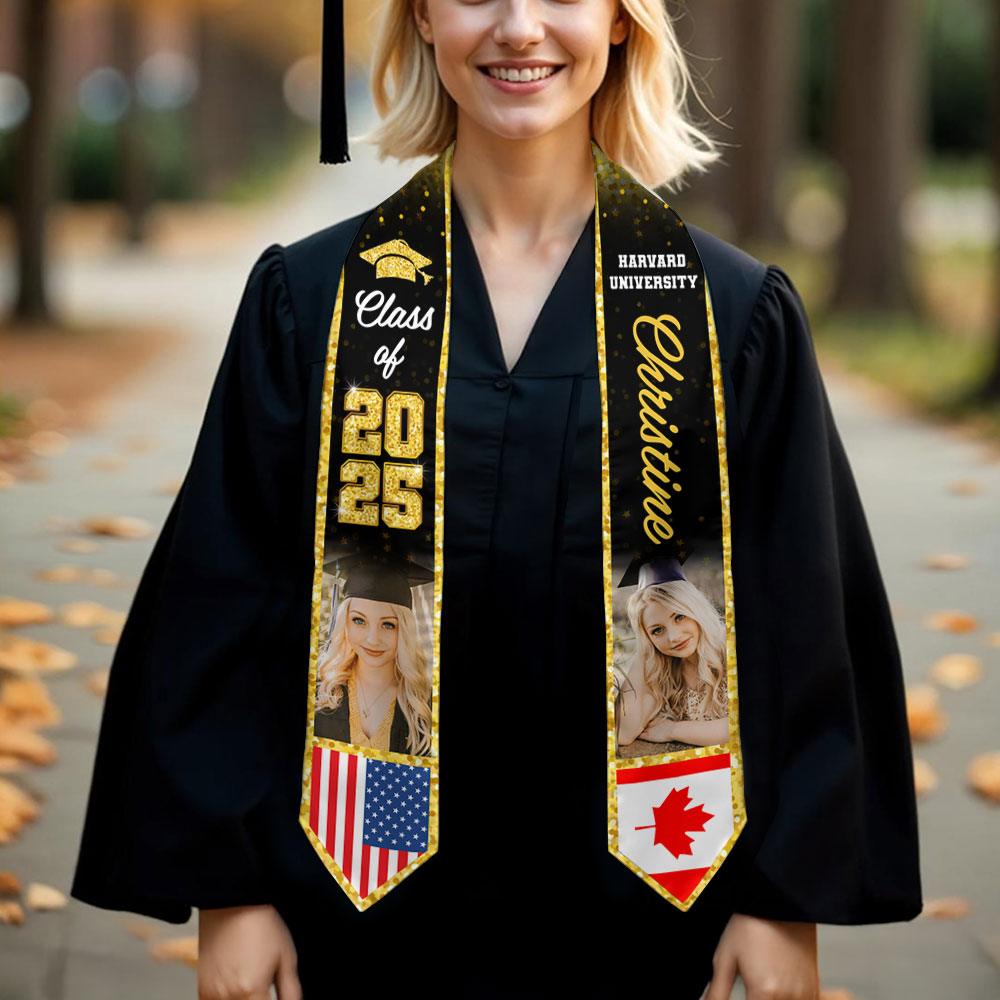 Custom Graduation Stole with Photo - Class of 2025 Sash