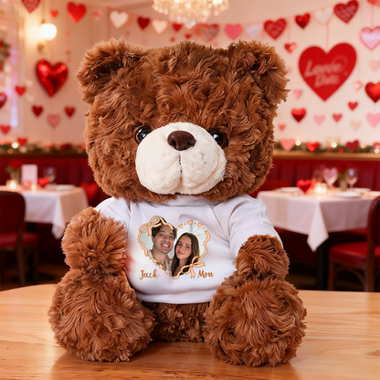 Happy Valentine's Day Heart - Teddy Bear With Personalized Photo Shirt