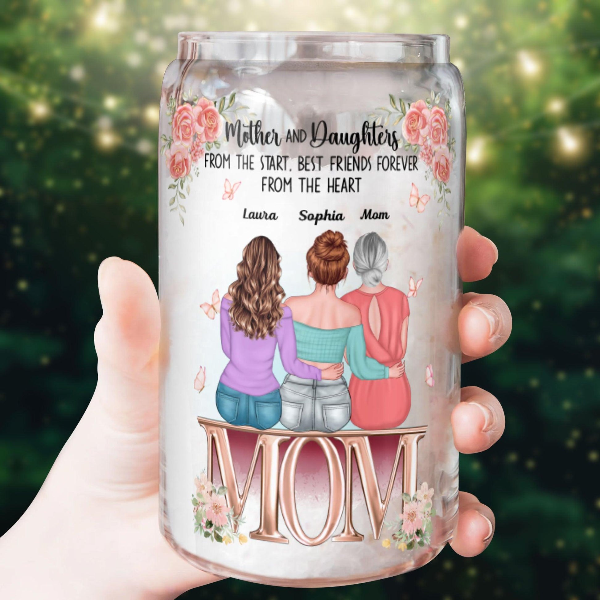 Mother and Daughter Bottle - Personalized Glass Bottle Mother Gift