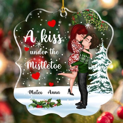 Mistletoe Couple Acrylic Ornament - Personalized Custom Acrylic Ornament