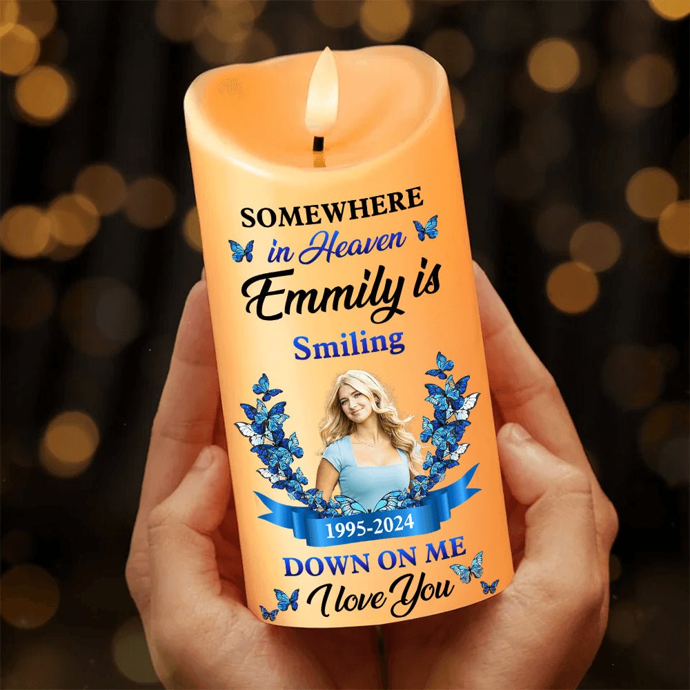Somewhere In Heaven Custom LED Candle - Personalized Gift