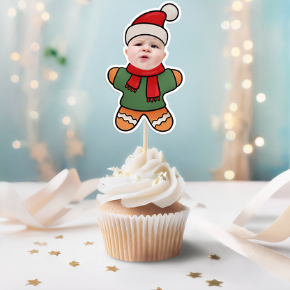 Cookie Christmas Custom Face - Party Decorations Cake Topper