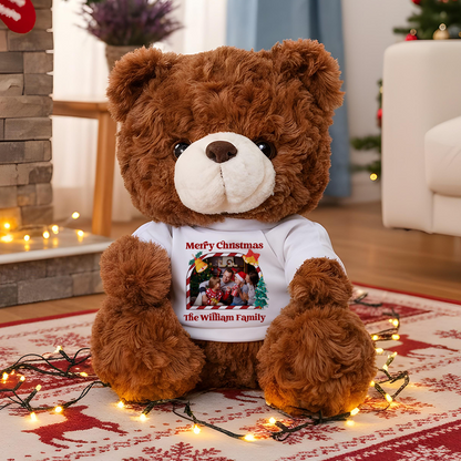 Custom Photo Our Family - Teddy Bear With Personalized Photo Shirt