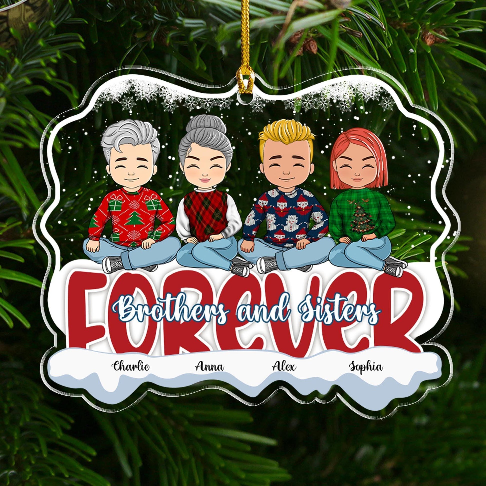 Brothers Sister Acrylic Ornament - Personalized Custom Acrylic Ornament